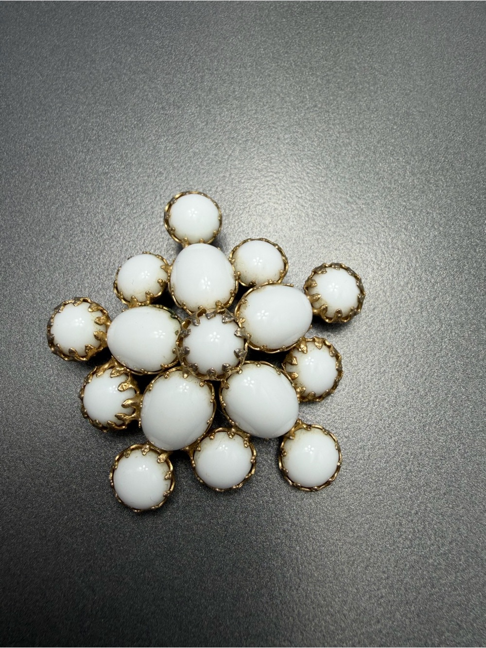 Vintage Milk Glass Brooch #341ub